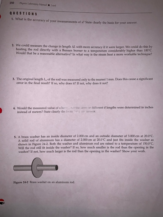 Solved LABORATORY 24 Linear Thermal Expansion hre LABORATORY