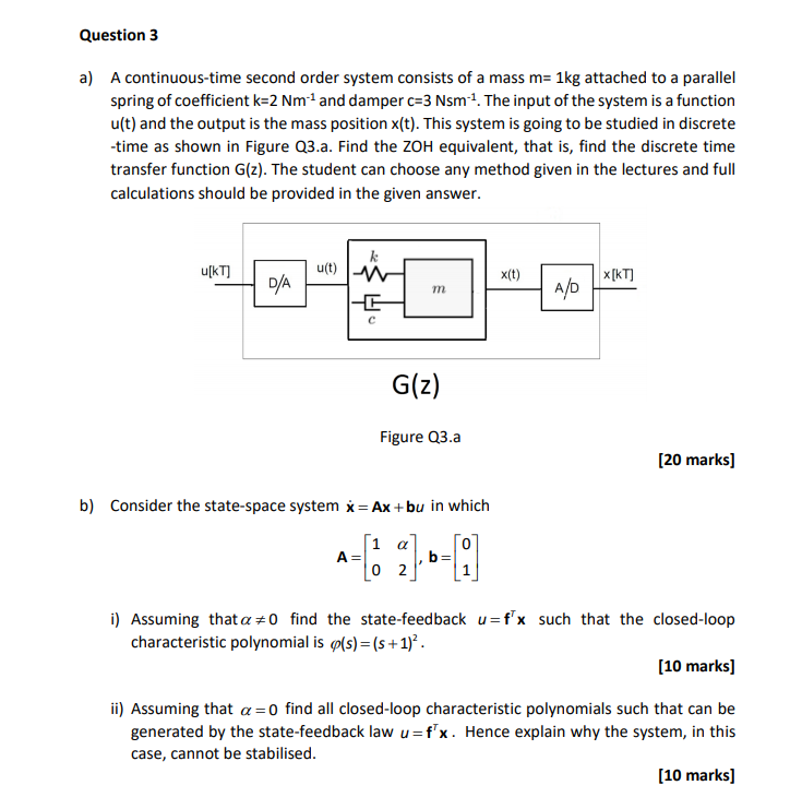 Solved Question 3 a) A continuous-time second order system | Chegg.com