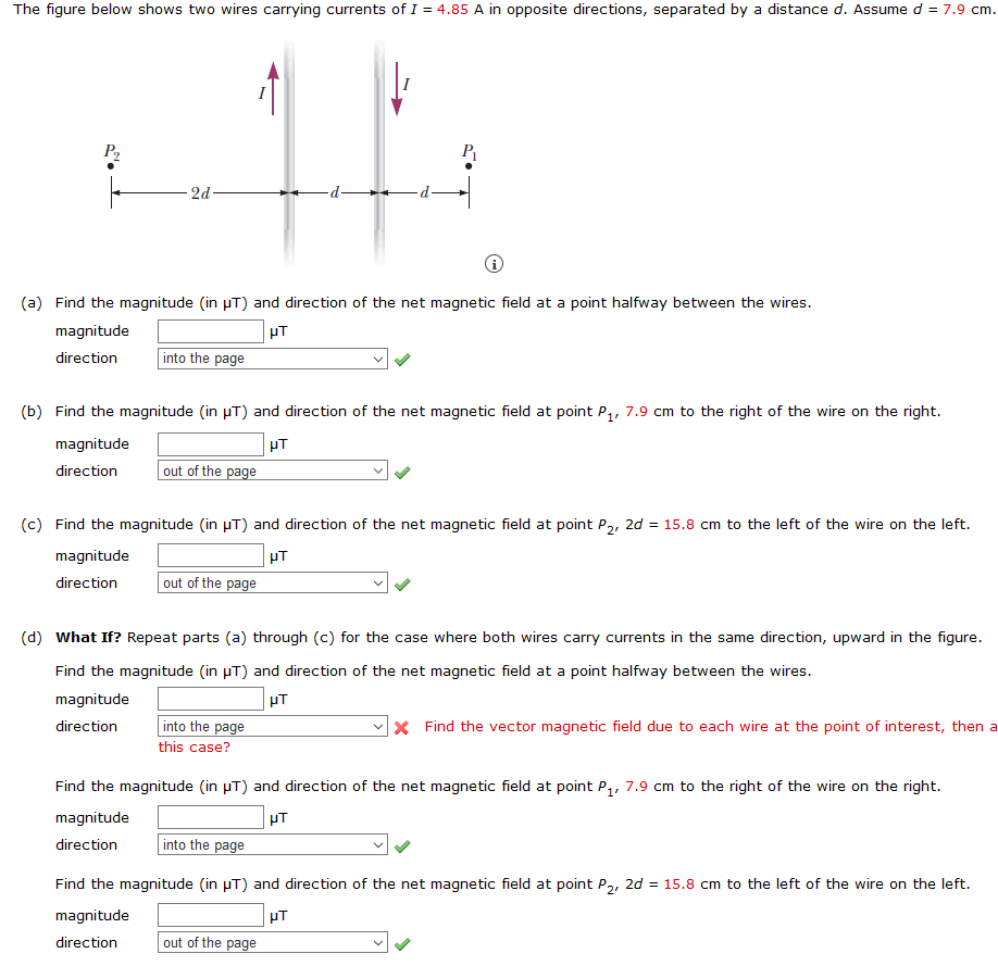 Solved The figure below shows two wires carrying currents of | Chegg.com
