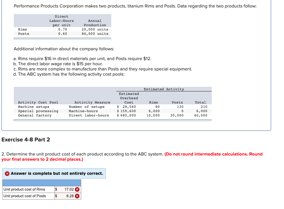 Solved Performance Products Corporation Makes Two Products, | Chegg.com