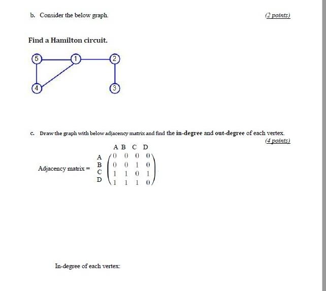 Solved B. Consider The Below Graph. (2 Points) Find A | Chegg.com