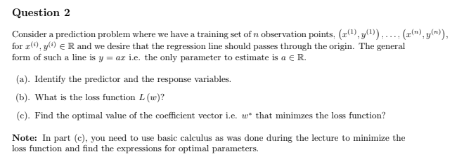 Solved Consider a prediction problem where we have a | Chegg.com