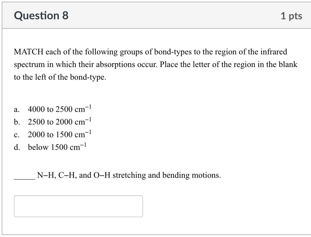 Solved MATCH each of the following groups of bond-types to | Chegg.com