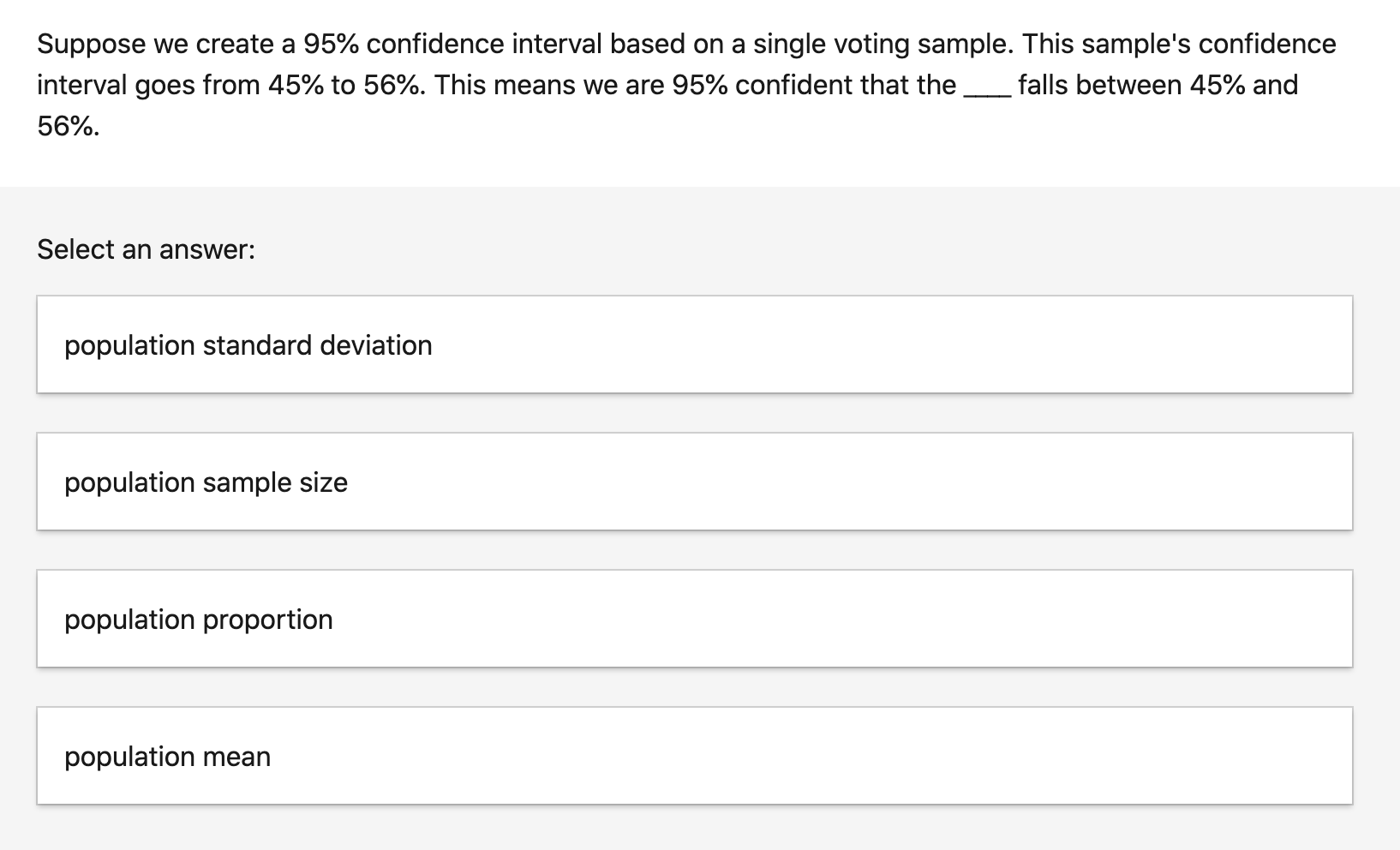 Solved Suppose we create a 95% confidence interval based on | Chegg.com