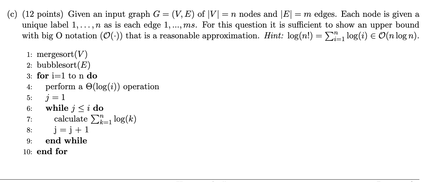 Solved C 12 Points Given An Input Graph G V E Of Chegg Com