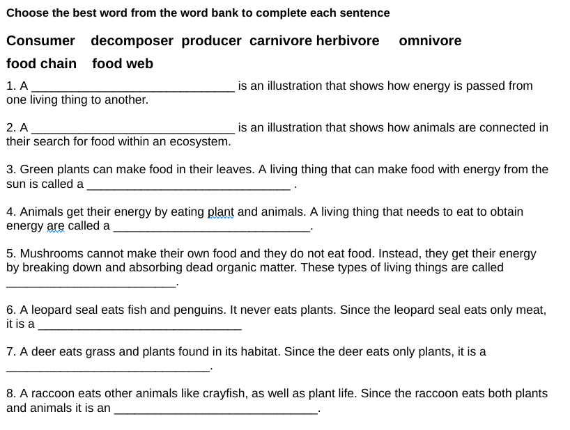 Solved Consumer decomposer producer carnivore herbivore | Chegg.com