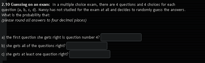 Solved 2.10 Guessing On An Exam: In A Multiple Choice Exam, | Chegg.com