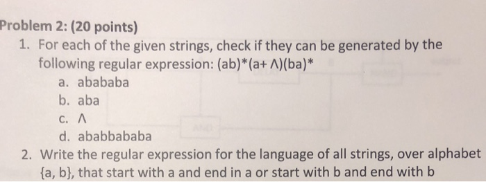 Solved Problem 2: (20 points) 1. For each of the given | Chegg.com