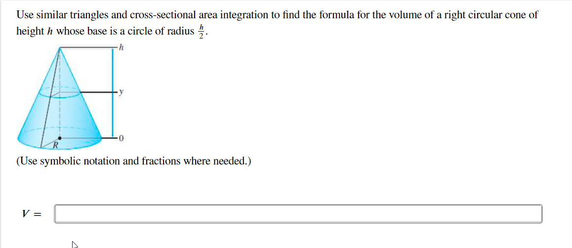 Solved Use similar triangles and crosssectional area