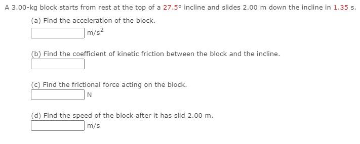 Solved A 3.00-kg Block Starts From Rest At The Top Of A | Chegg.com