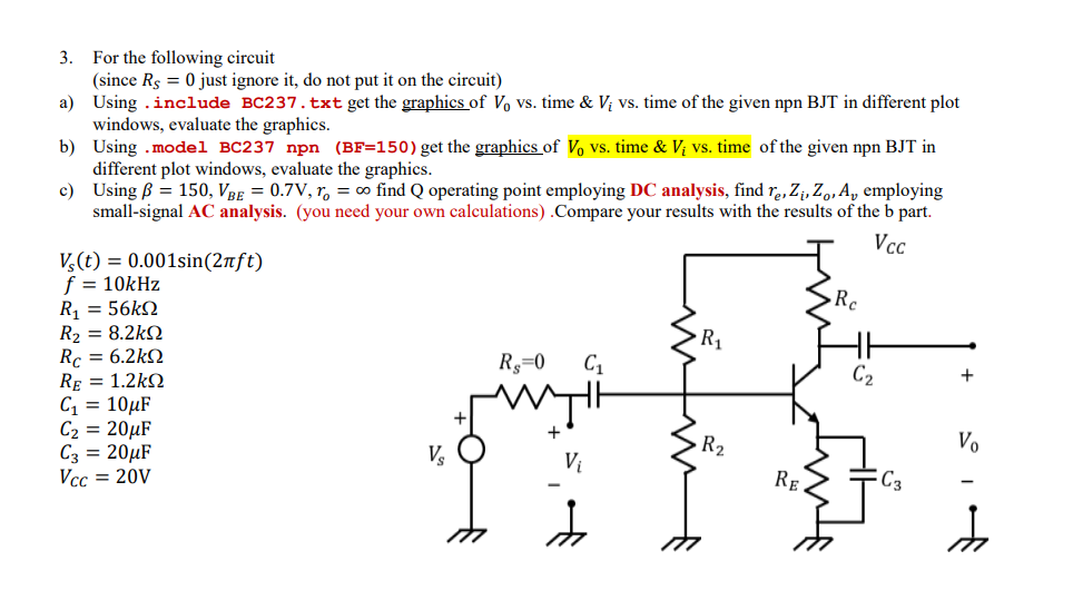 Solved Solve The Question Using LTSpice And .MODEL BC237 | Chegg.com