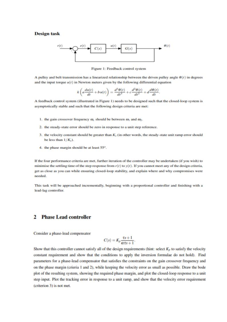 Design task t)G(s) r(r) e(r) e(r) C(s) Figure 1: | Chegg.com