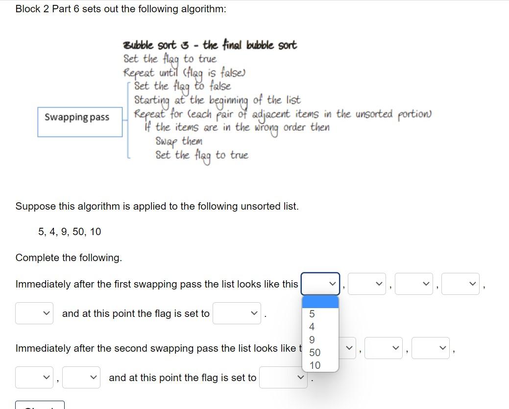 Solved Block 2 Part 6 Sets Out The Following Algorithm: | Chegg.com