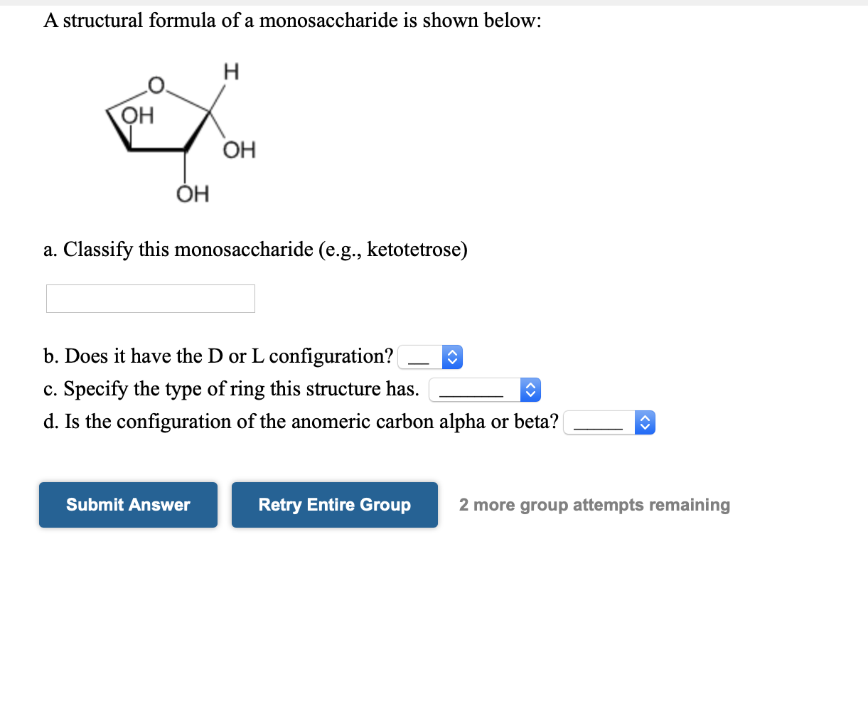 Solved A Structural Formula Of A Monosaccharide Is Shown | Chegg.com