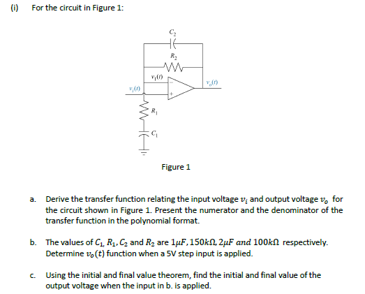 Solved The circuit in (Figure 1) ﻿has the transfer