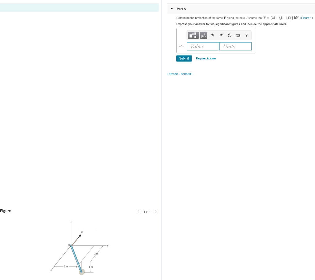 Solved Part A Determine the projection of the force F along | Chegg.com