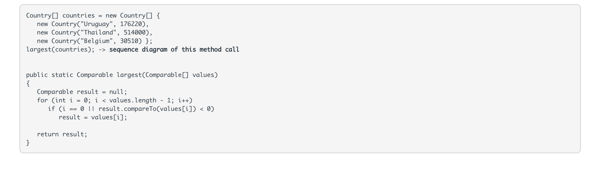Solved Country[] countries = new Country[] { new | Chegg.com