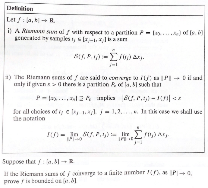 Solved Let f:[a,b]→R. i) A Riemann sum of f with respect to | Chegg.com