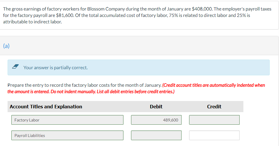 Solved The Gross Earnings Of Factory Workers For Blossom | Chegg.com