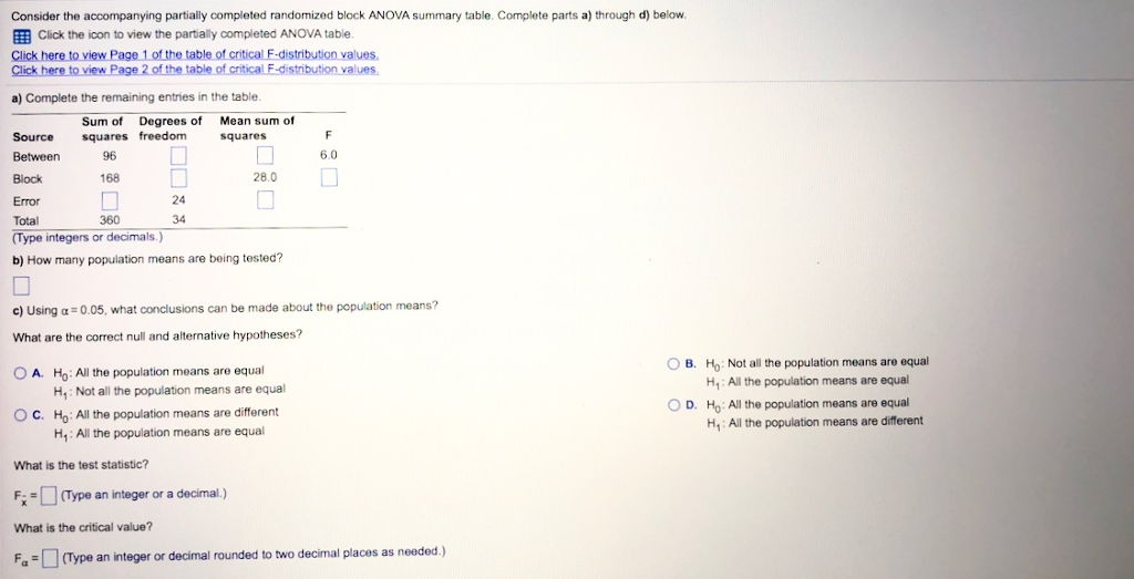 Solved consider the accompanying partially completed chegg