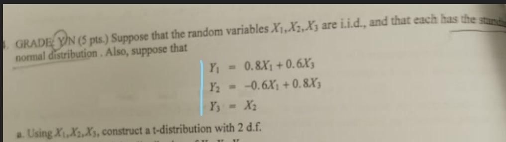 Solved GRADE YİN (5 pts.) Suppose that the random variables | Chegg.com