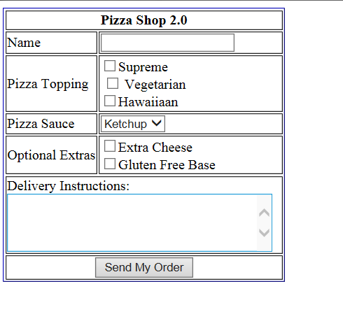 Solved 1) User key in all pizza information 2) Your form | Chegg.com