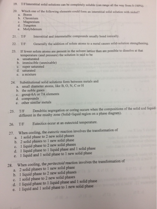 Solved 19 tf interstitial solid solutions can be completely chegg
