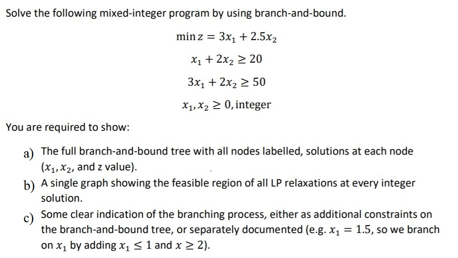 Solved Solve the following mixed-integer program by using | Chegg.com