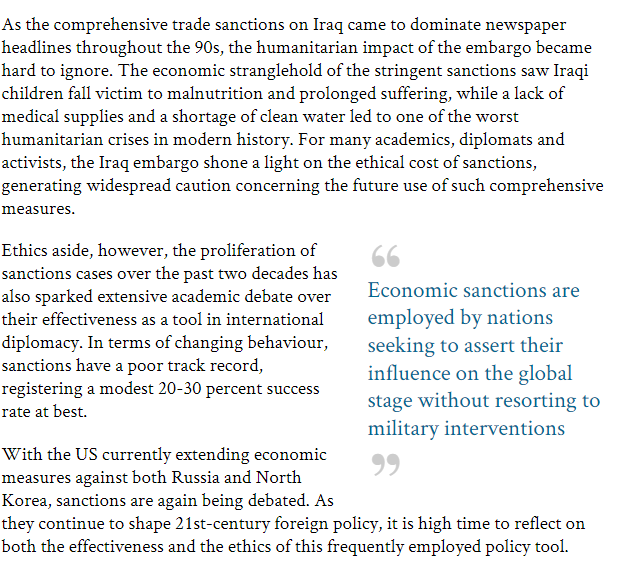 The Impact Of Economic Sanctions Since The Early | Chegg.com