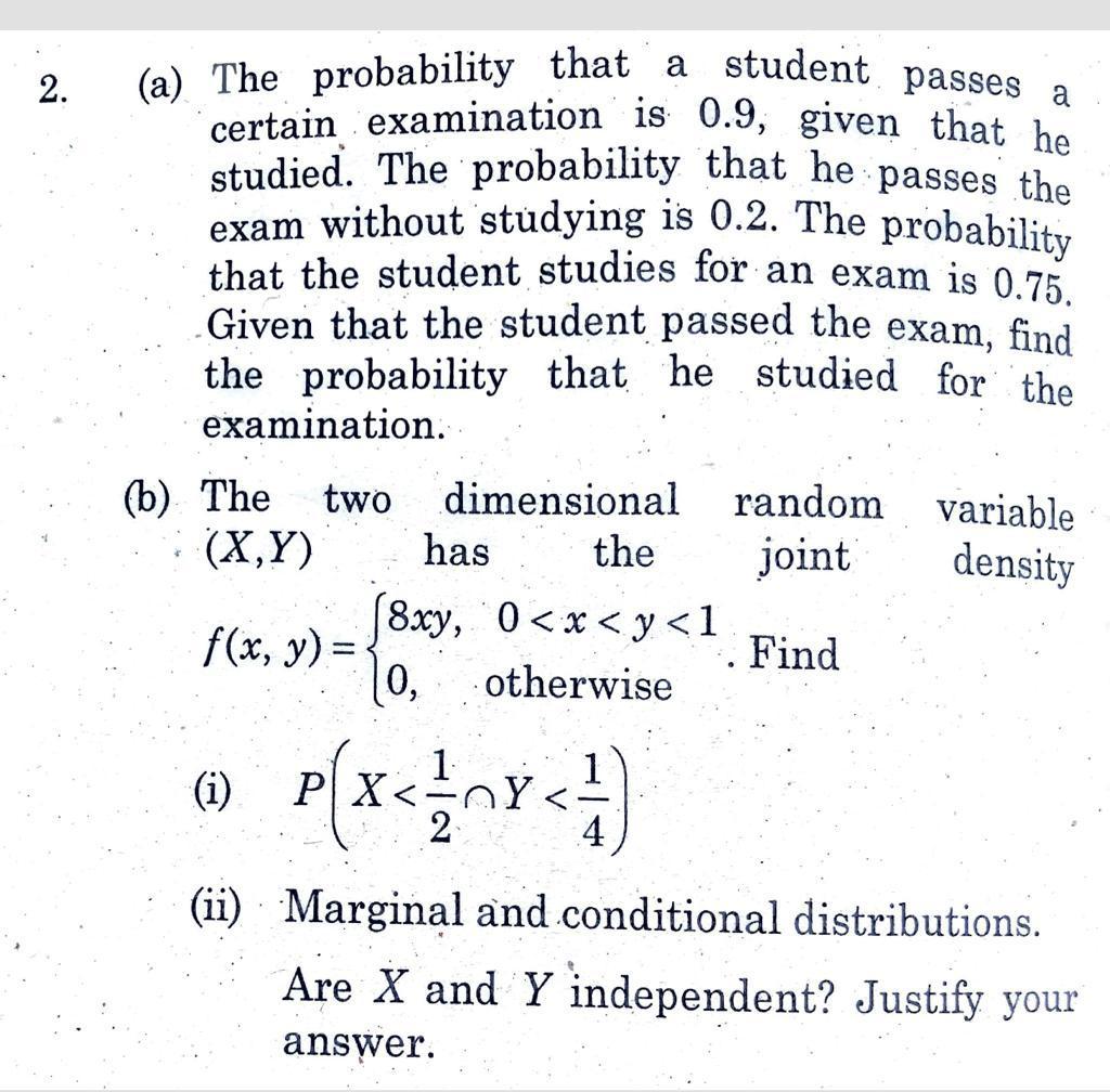 Solved (a) The probability that a student passes a certain | Chegg.com