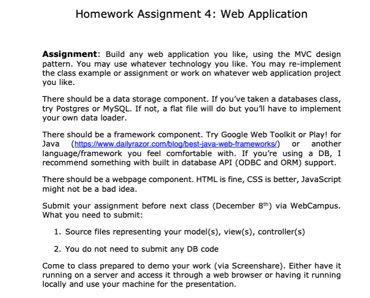 internet homework assignments