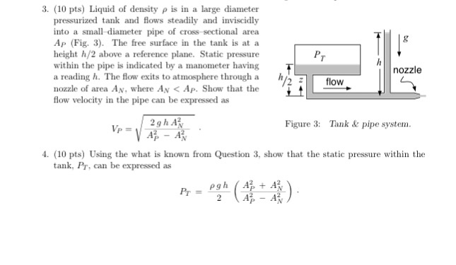 Solved Liquid of density rho is in a large diameter | Chegg.com