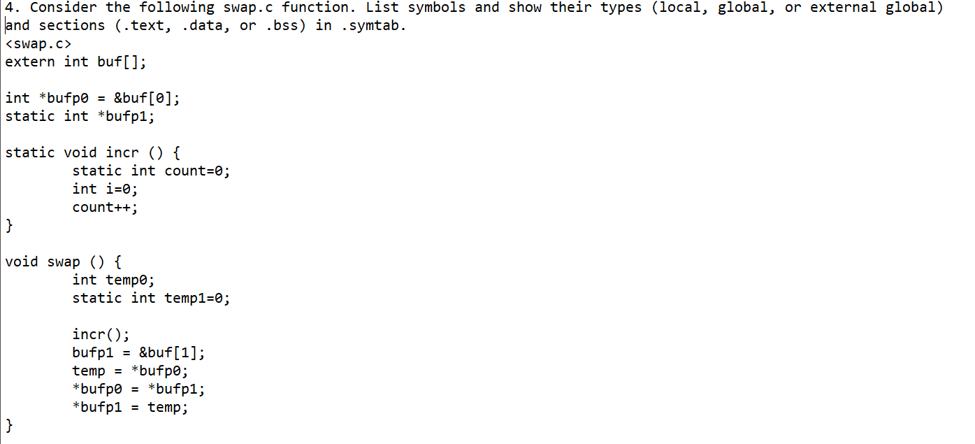 4. Consider The Following Swap.c Function. List | Chegg.com