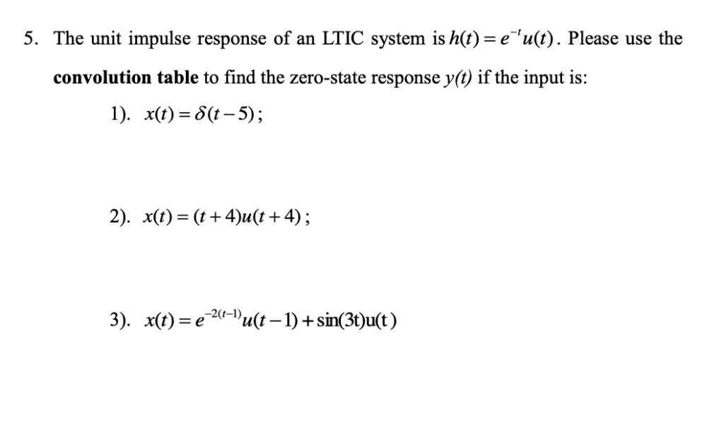 Solved 5 The Unit Impulse Response Of An Ltic System Is H