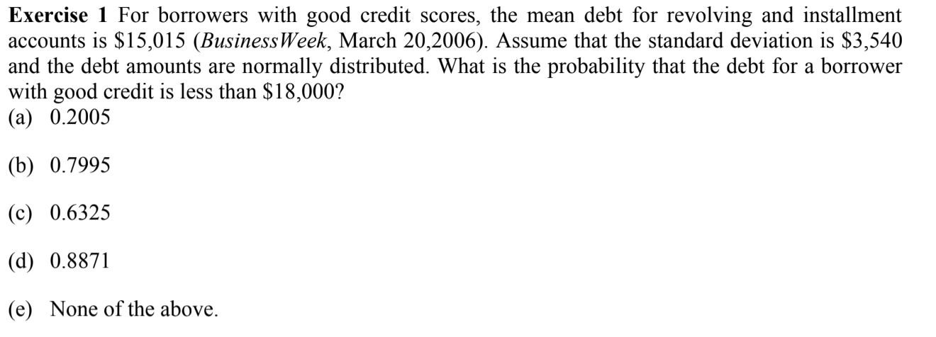 Solved Exercise 1 For Borrowers With Good Credit Scores, The | Chegg.com