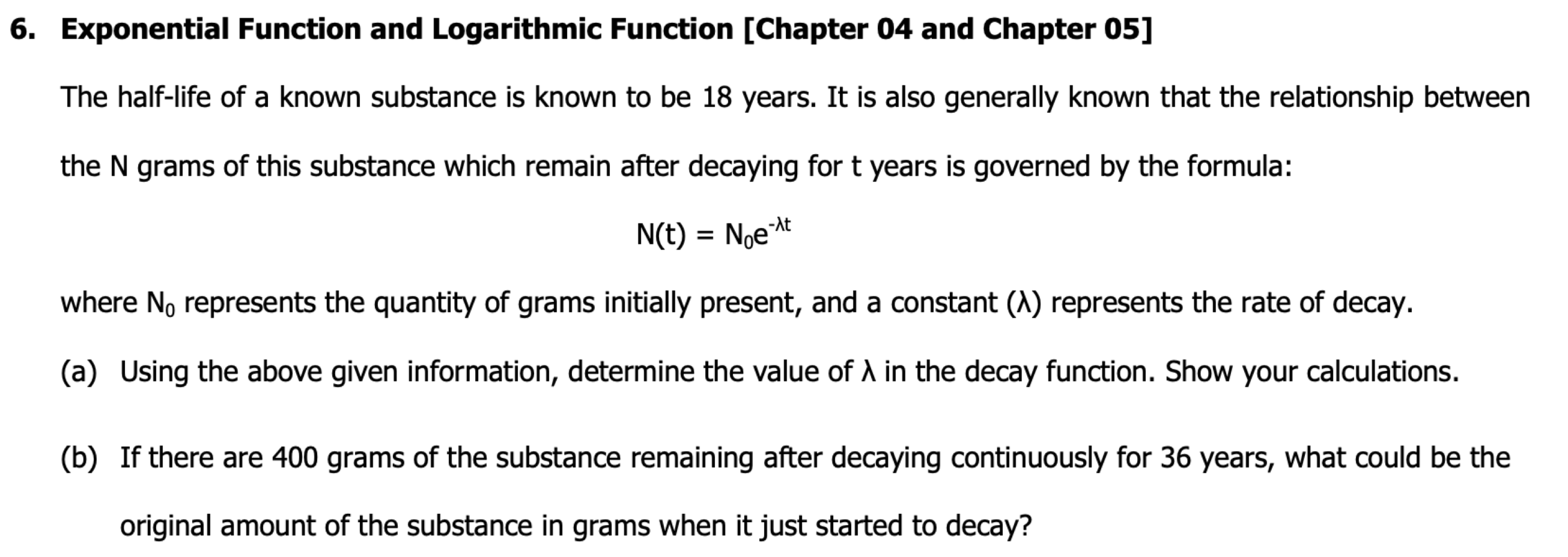 Solved 6. Exponential Function and Logarithmic Function | Chegg.com