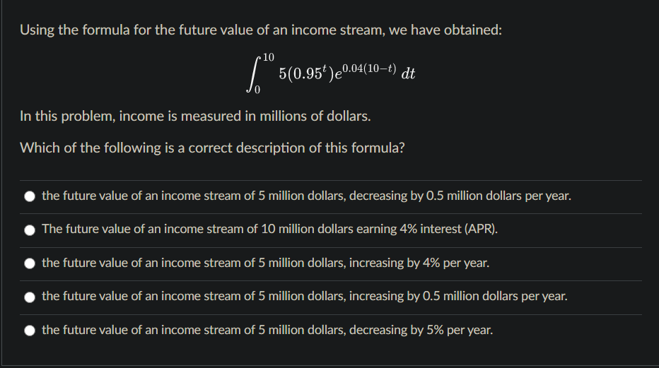 Solved Using the formula for the future value of an income | Chegg.com
