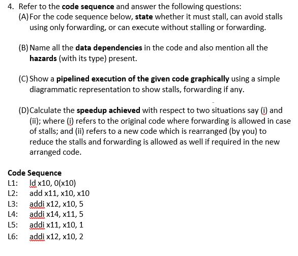 4. Refer to the code sequence and answer the | Chegg.com