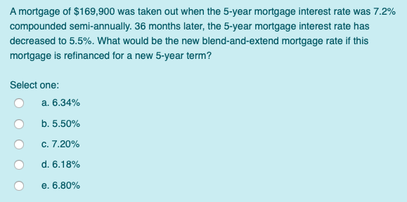 A Mortgage Of 169 900 Was Taken Out When The 5 Year Chegg Com