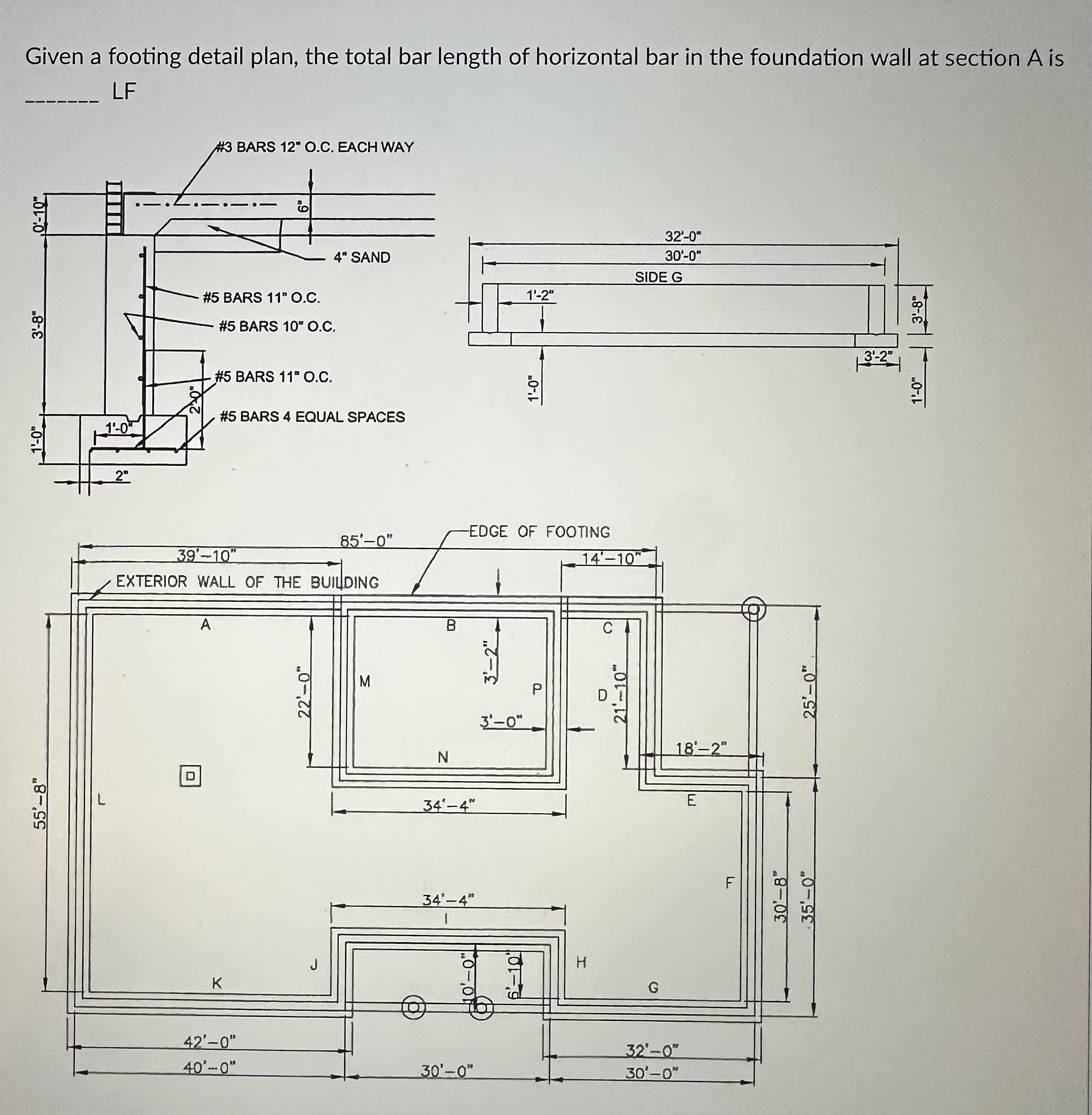 Solved Given a footing detail plan, the total bar length of | Chegg.com