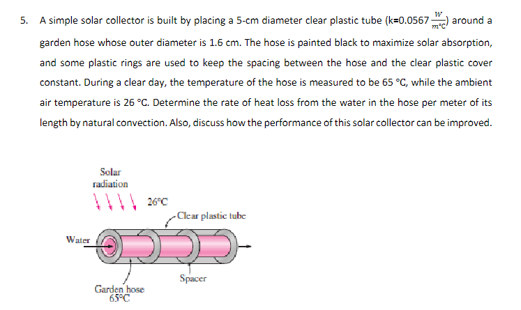 Solved 5. A Simple Solar Collector Is Built By Placing A | Chegg.com