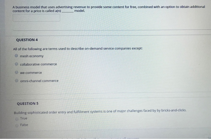 Solved A business model that uses advertising revenue to | Chegg.com