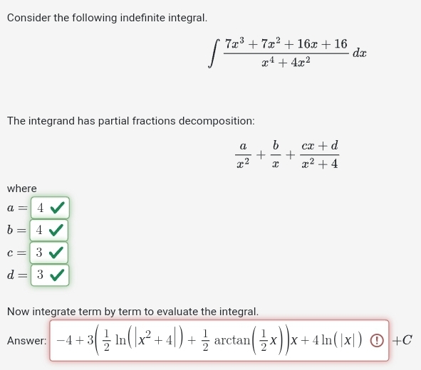 Solved Consider the following indefinite integral. | Chegg.com