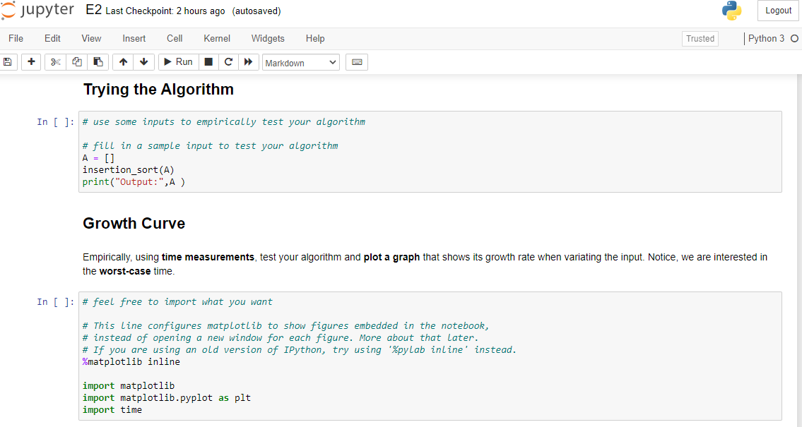 Solved jupyter E2 Last Checkpoint: 2 hours ago (autosaved) | Chegg.com