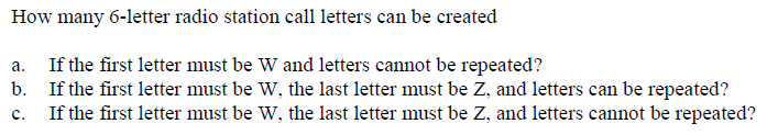 Solved How many 6-letter radio station call letters can be | Chegg.com