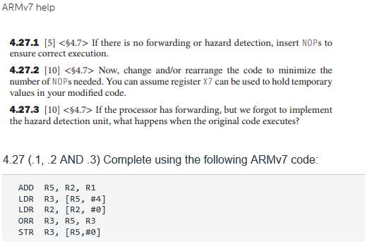 Solved ARMv7 help 4.27.1 [5] If there is no | Chegg.com
