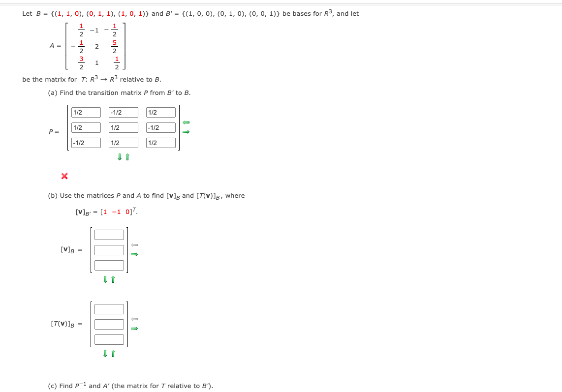 Solved Let B = {(1, 1, 0), (0, 1, 1), (1, 0, 1)) And B' = | Chegg.com