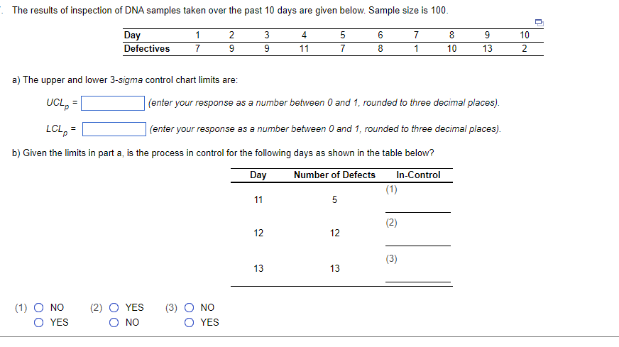 Solved a) The upper and lower 3-sigma control chart limits | Chegg.com