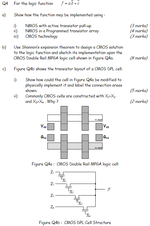 Solved Q4 For The Logic Function F = A.b + C A) Show How The | Chegg.com