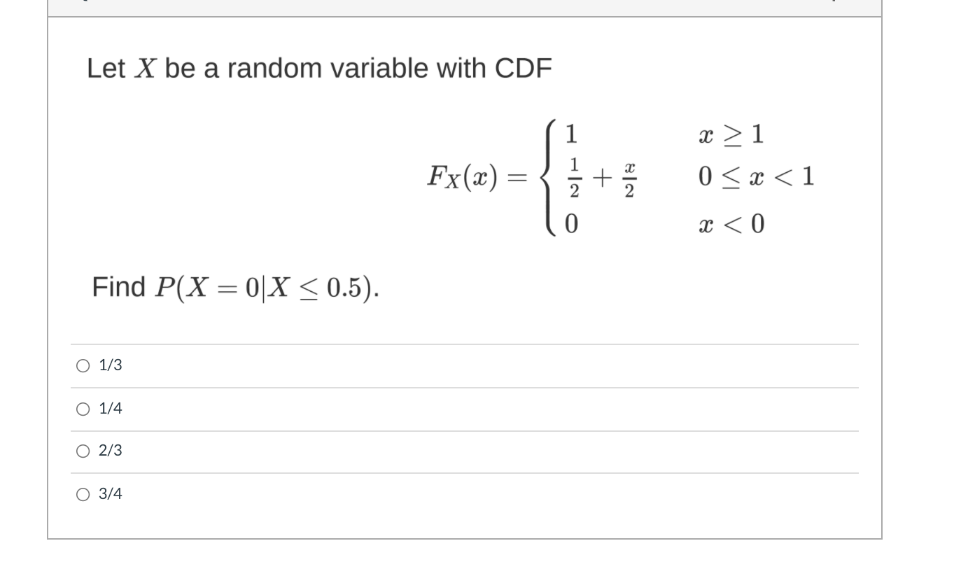 Solved Let X be a random variable with CDF X > 1 Fx(x) = *+ | Chegg.com